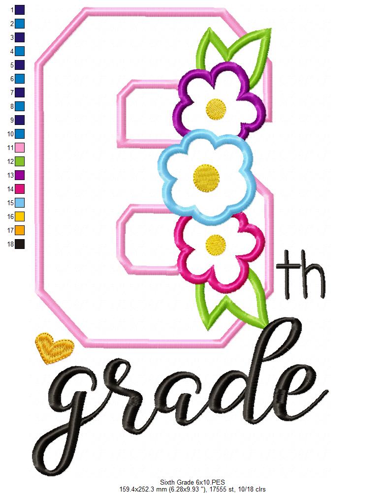 6th Grade Flowers - Applique