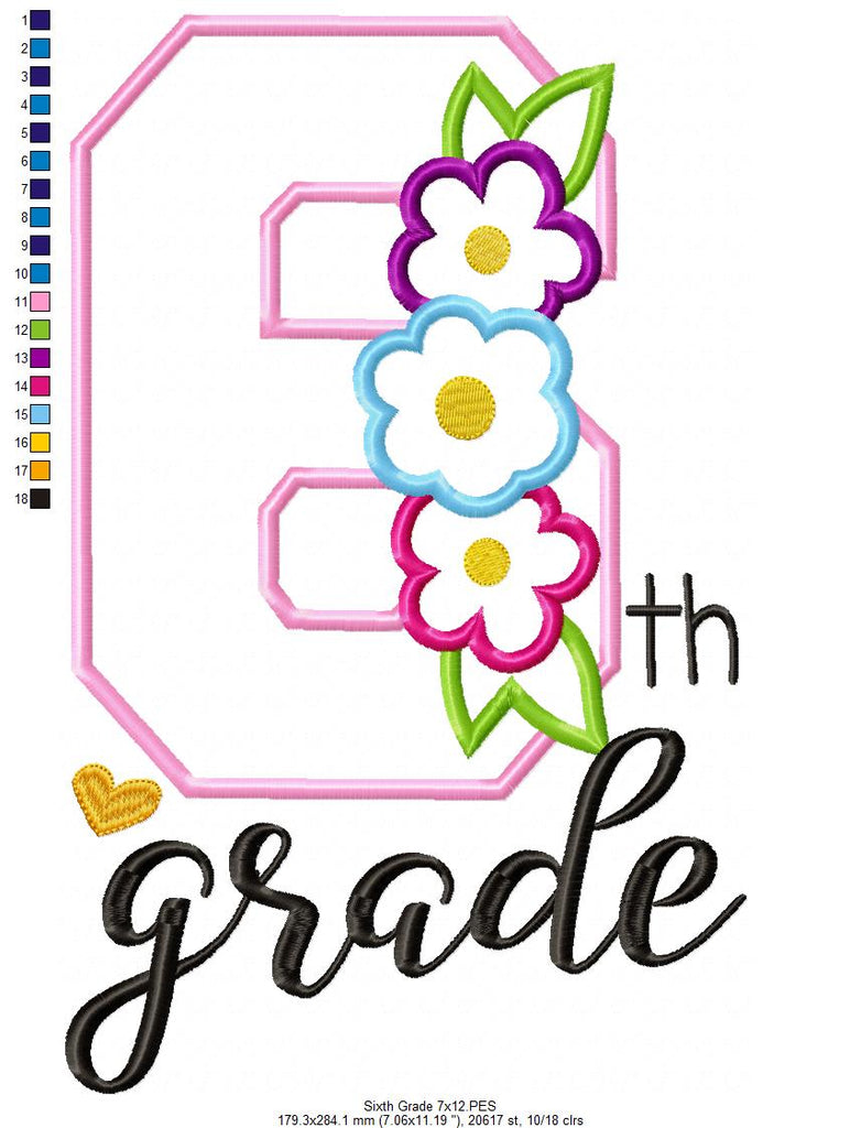 6th Grade Flowers - Applique