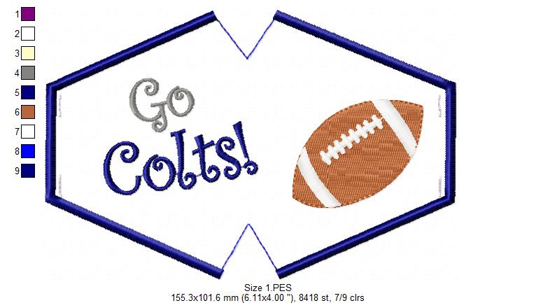 Go Colts! Face Mask - ITH Project - Machine Embroidery Design