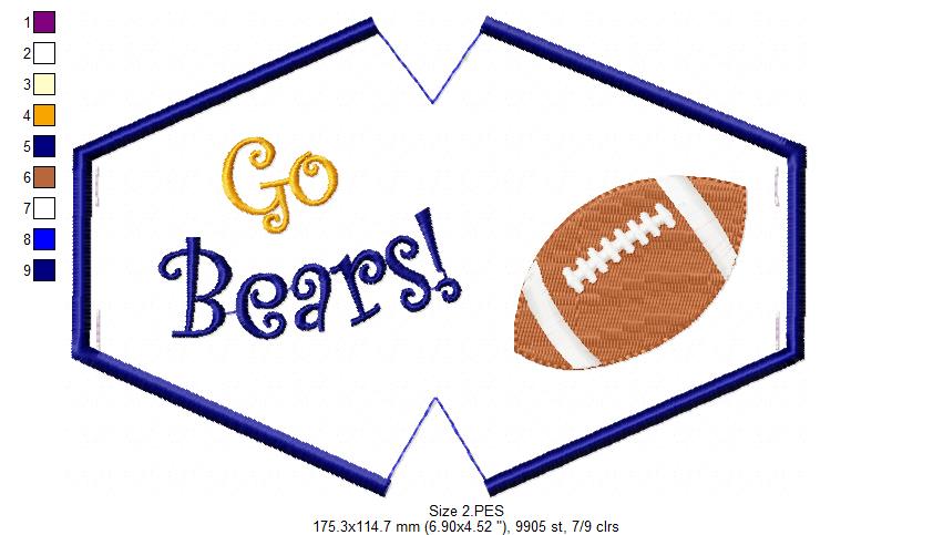 Go Bears! Face Mask - ITH Project - Machine Embroidery Design