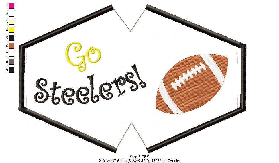 Go Steelers! Face Mask - ITH Project - Machine Embroidery Design