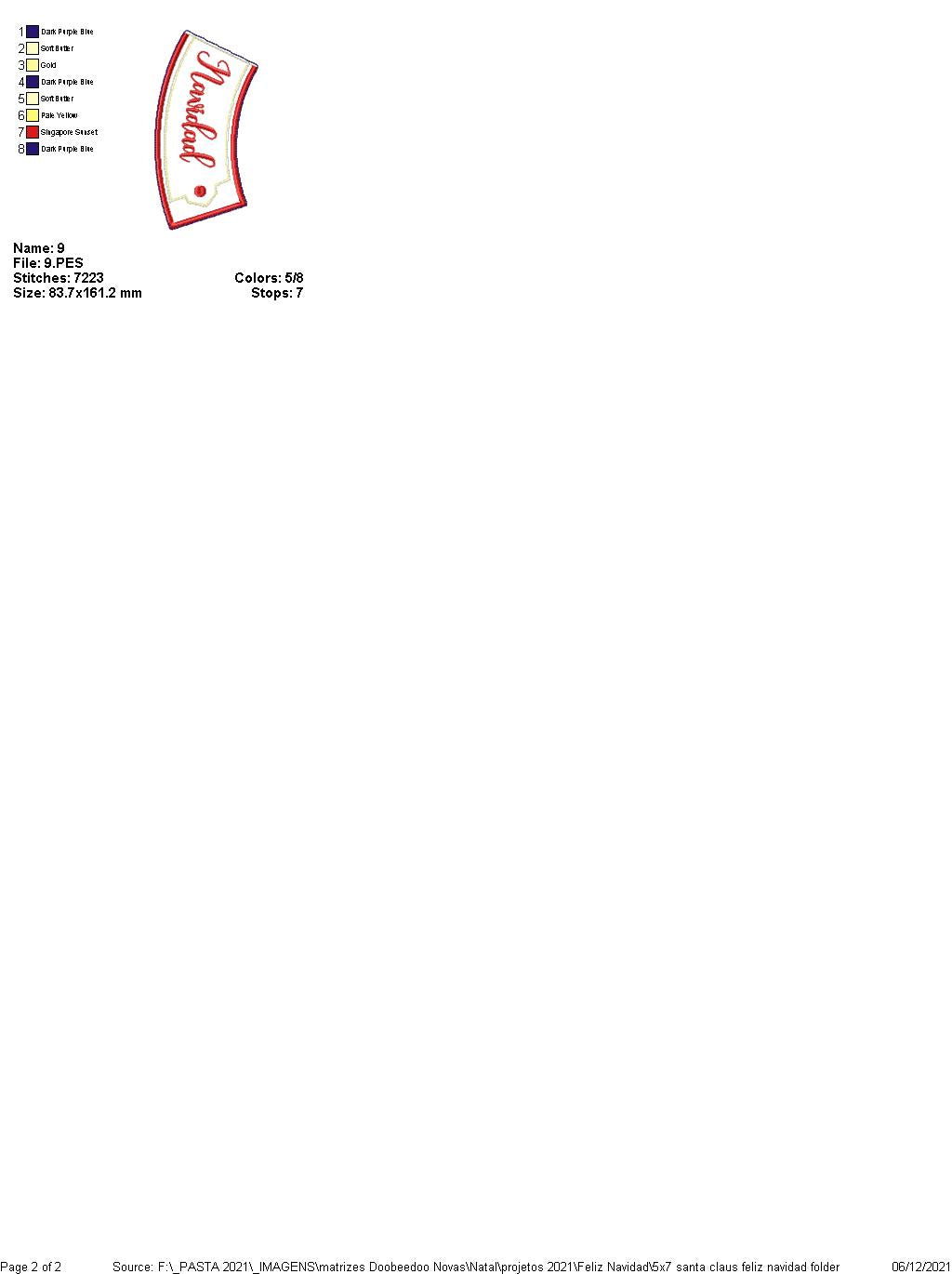 Santa Claus Feliz Navidad Door Ornament - ITH Project - Machine Embroidery Design