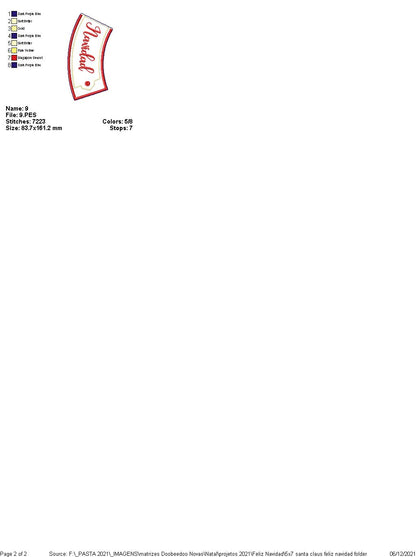 Santa Claus Feliz Navidad Door Ornament - ITH Project - Machine Embroidery Design