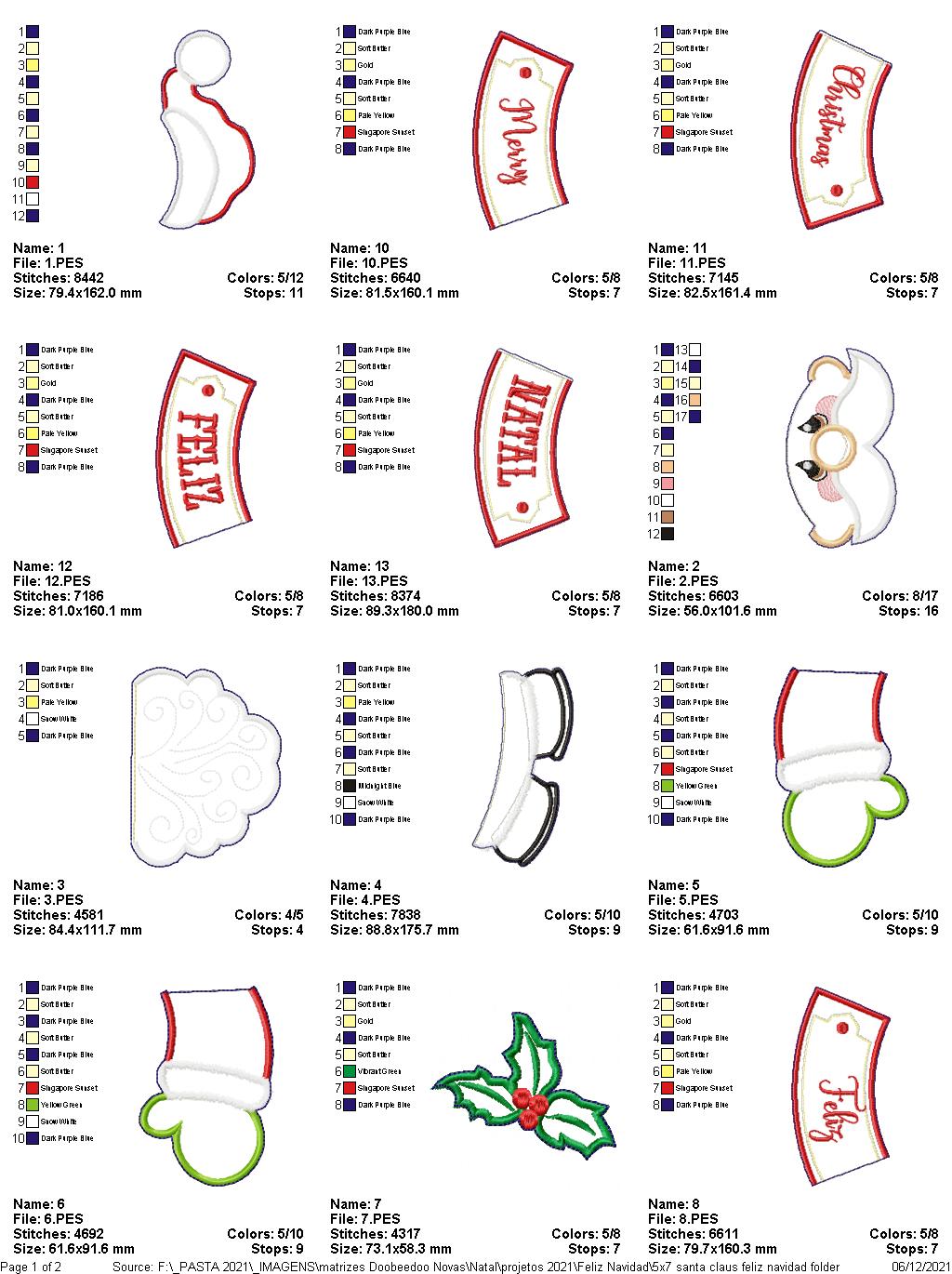 Santa Claus Feliz Navidad Door Ornament - ITH Project - Machine Embroidery Design