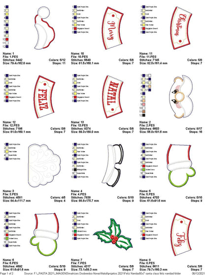 Santa Claus Feliz Navidad Door Ornament - ITH Project - Machine Embroidery Design