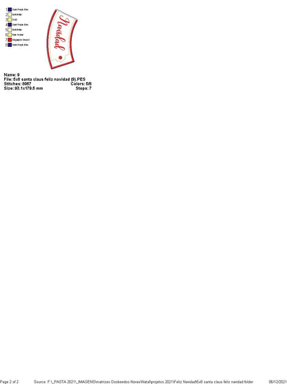 Santa Claus Feliz Navidad Door Ornament - ITH Project - Machine Embroidery Design