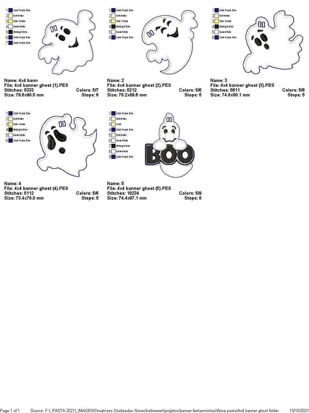 Halloween Ghosts Banner - ITH Project - Machine Embroidery Design