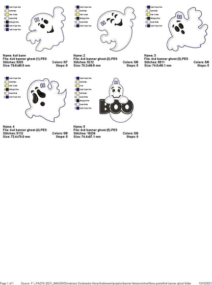 Halloween Ghosts Banner - ITH Project - Machine Embroidery Design