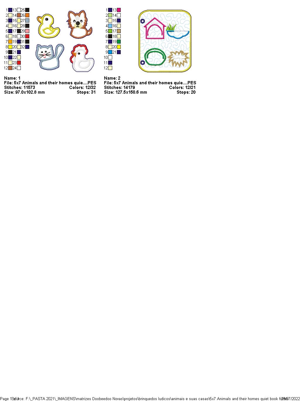 Animals and their Homes Sensory Book - ITH Project - Machine Embroidery Design