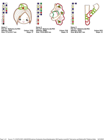 Nutcracker and Ballerina Vase Ornament - ITH Project - Machine Embroidery Design