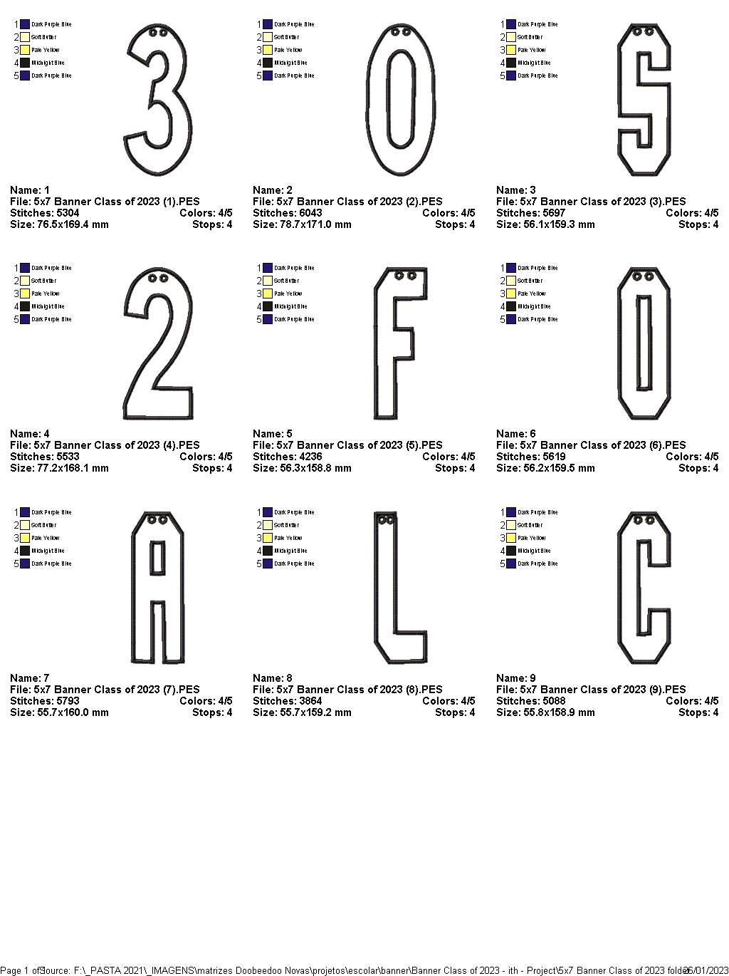 Banner Class of 2023 - ITH Project - Machine Embroidery Design