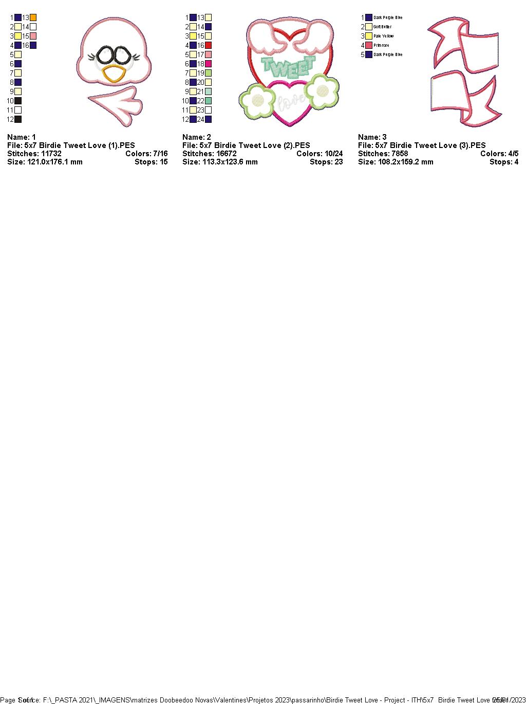 Birdie Tweet Love - ITH Project - Machine Embroidery Design