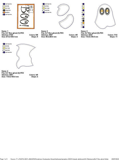 Ghost Boo for Halloween - ITH Project - Machine Embroidery Design