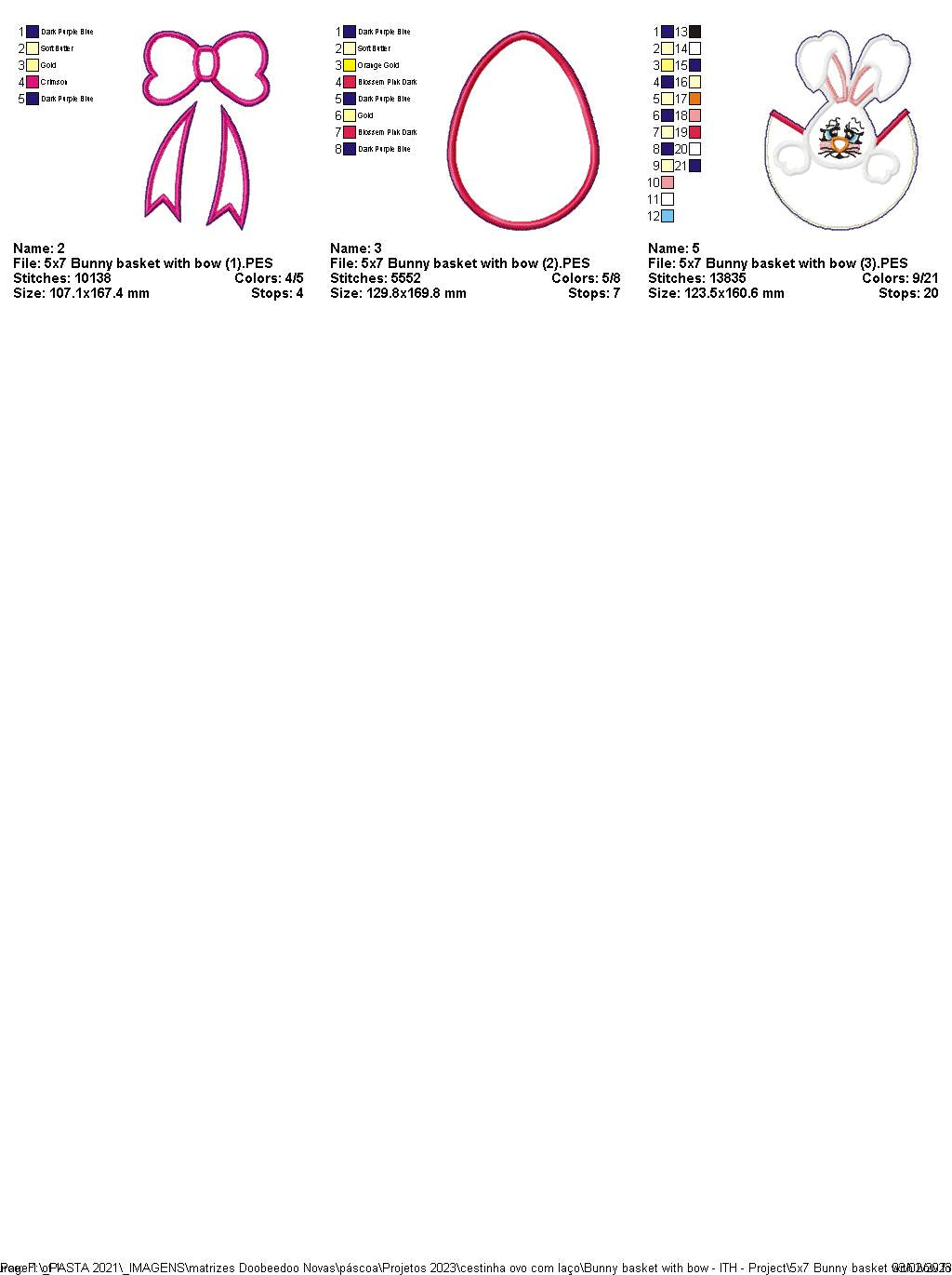 Bunny Basket with Bow - ITH Project - Machine Embroidery Design