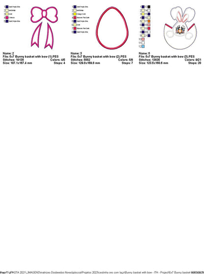 Bunny Basket with Bow - ITH Project - Machine Embroidery Design