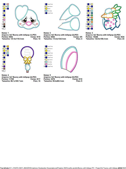 Bunny with Lollipop - ITH Project - Machine Embroidery Design