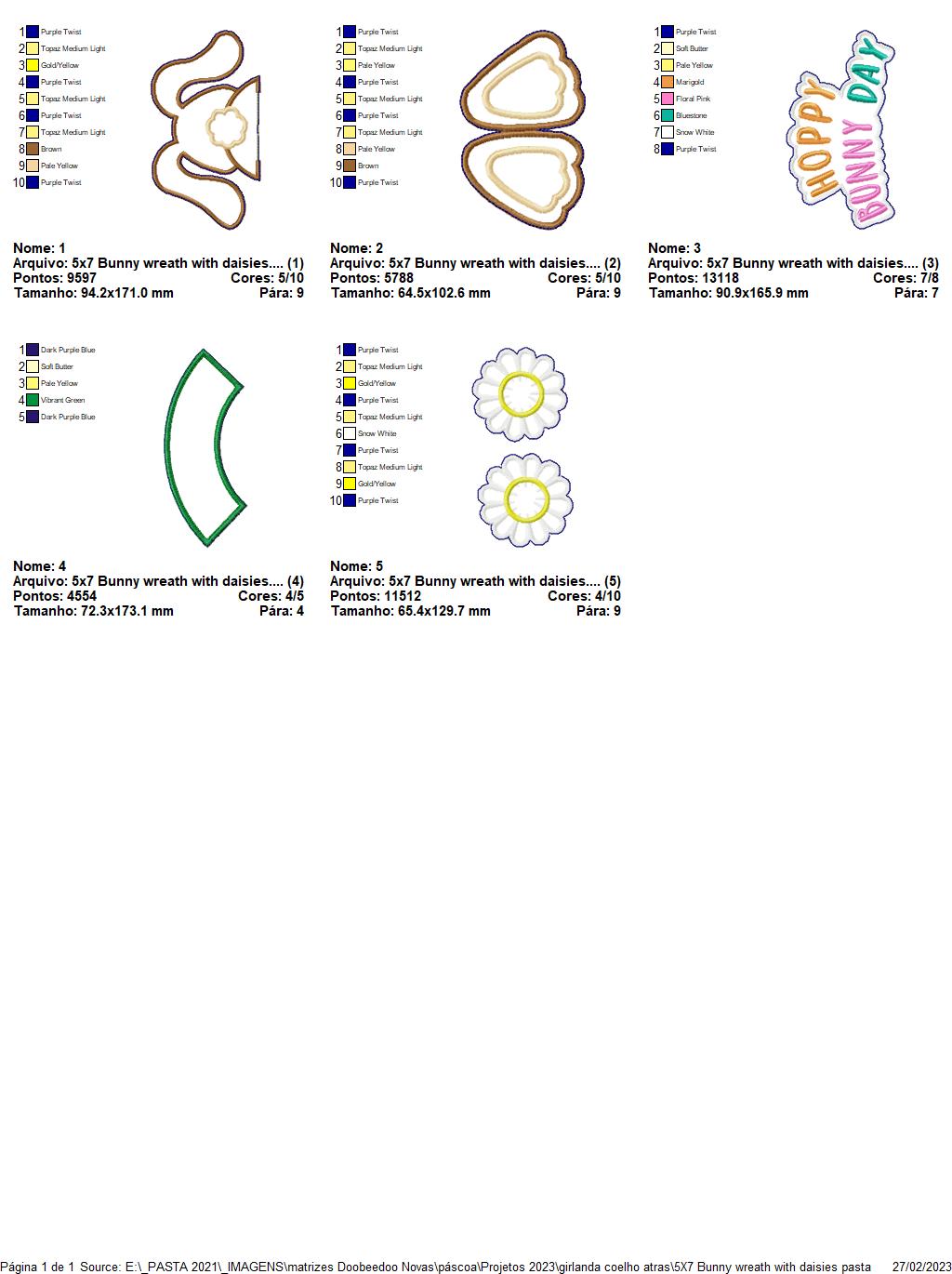 Bunny Wreath With Daisies - ITH Project - Machine Embroidery Design