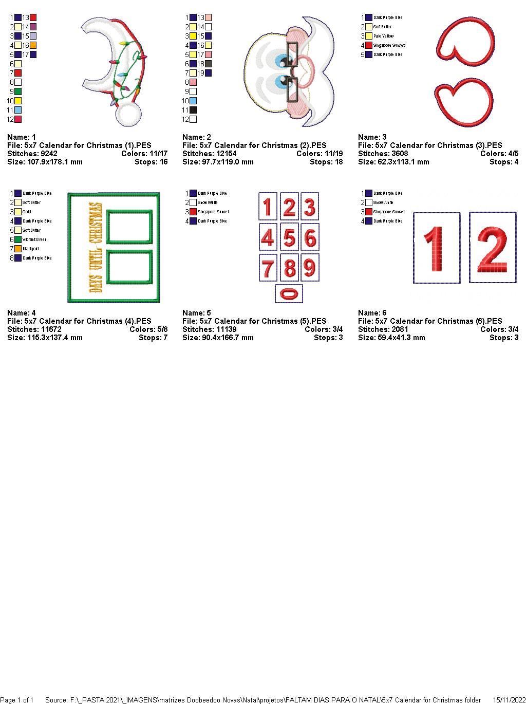 Santa Claus Days Until Christmas - ITH Project - Machine Embroidery Design