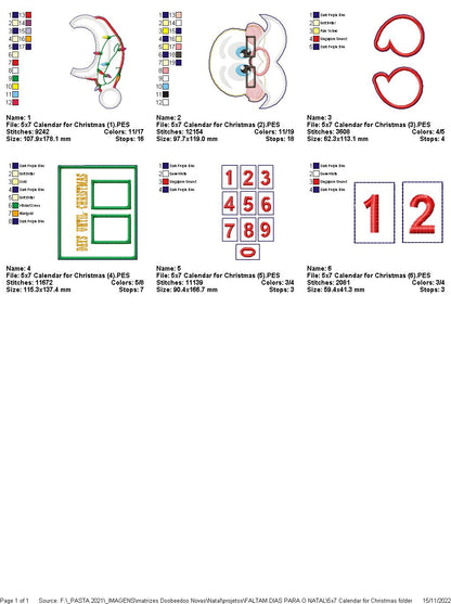 Santa Claus Days Until Christmas - ITH Project - Machine Embroidery Design