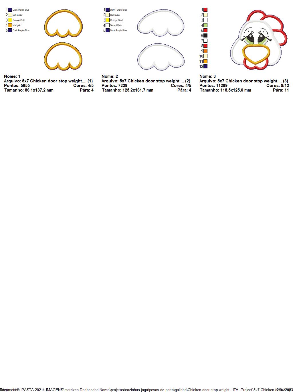 Chicken Door Stop Weight - ITH Project - Machine Embroidery Design