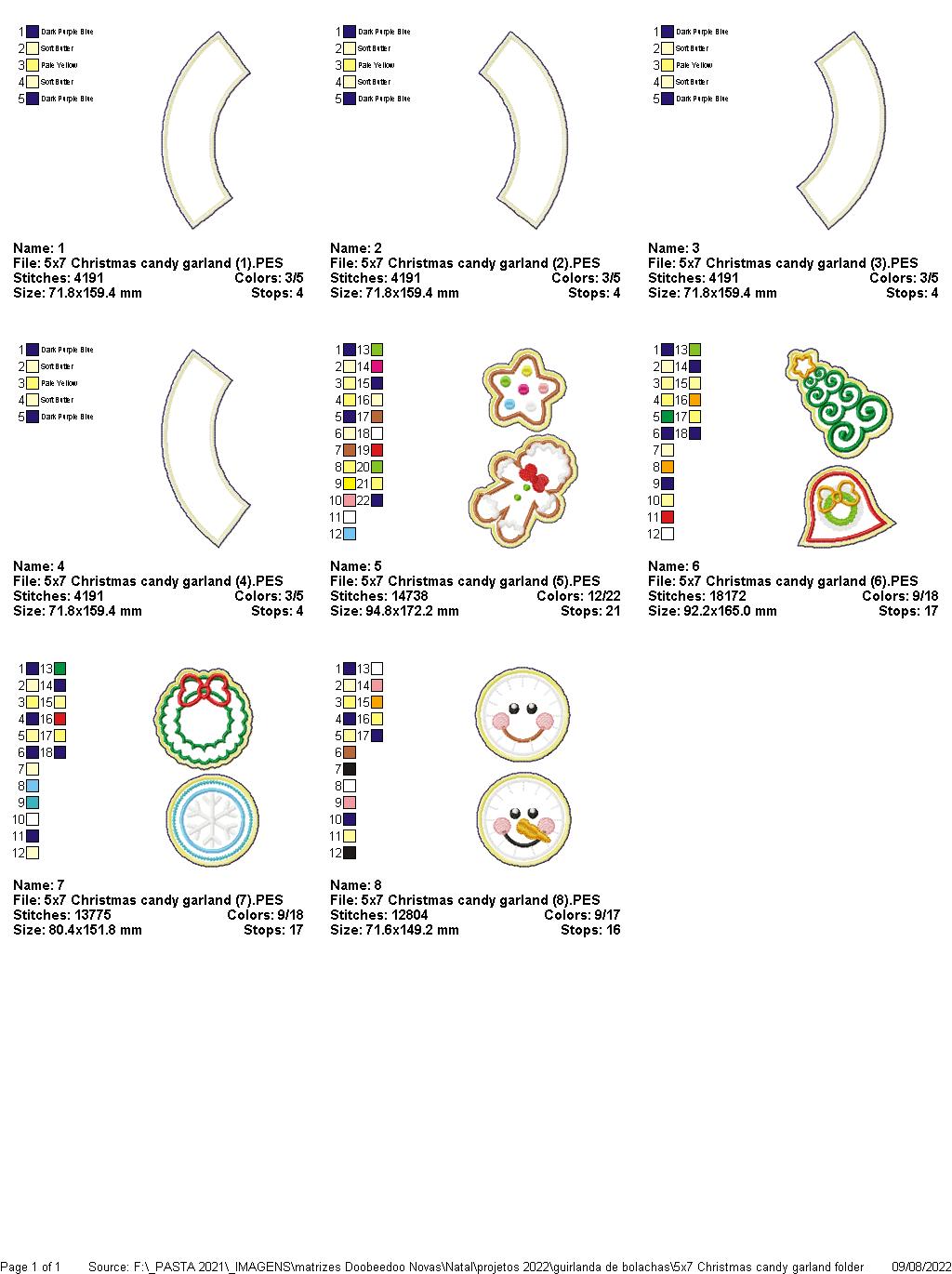 Christmas Elements Wreath Ornament - ITH Project - Machine Embroidery Design