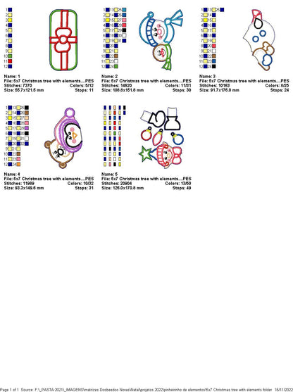 Christmas Tree with Elements - ITH Project - Machine Embroidery Design
