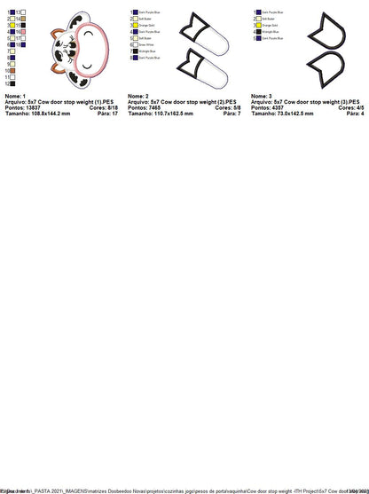 Cow Door Stop Weight - ITH Project - Machine Embroidery Design