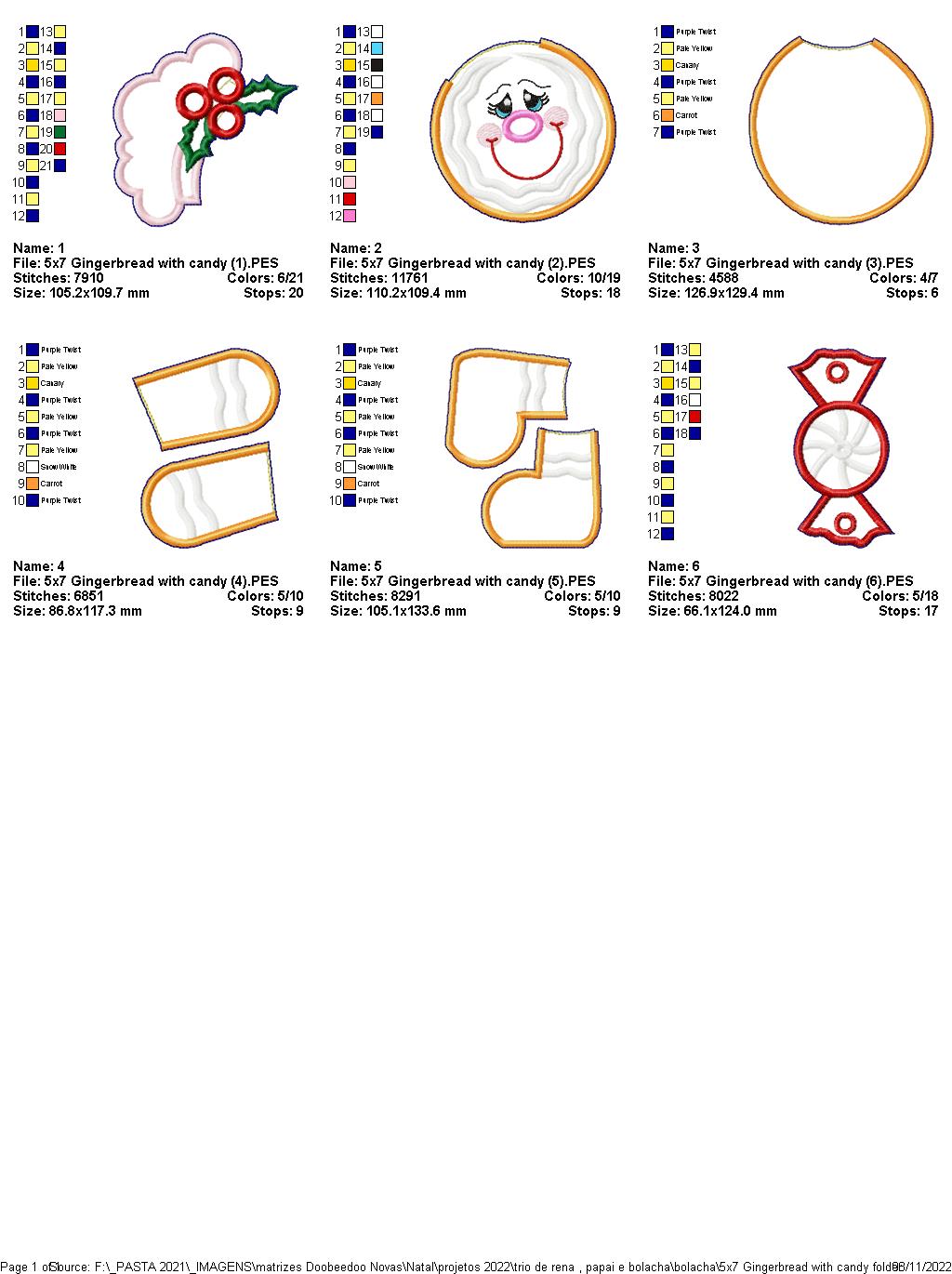 Gingerbread With Candy Vase Ornament - ITH Project - Machine Embroidery Design