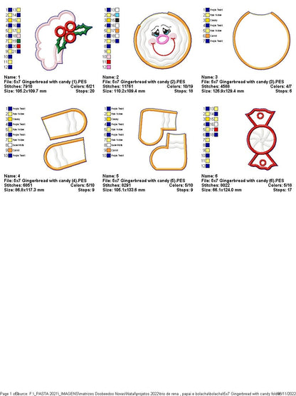 Gingerbread With Candy Vase Ornament - ITH Project - Machine Embroidery Design