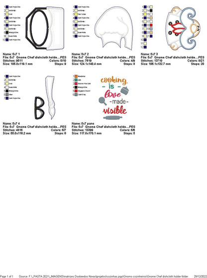 Gnome Chef Dishcloth Holder - ITH Project - Machine Embroidery Design