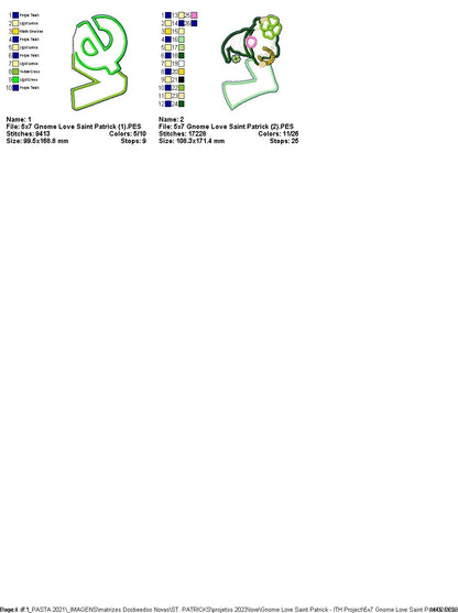 Saint Patrick's Gnome Love - ITH Project - Machine Embroidery Design