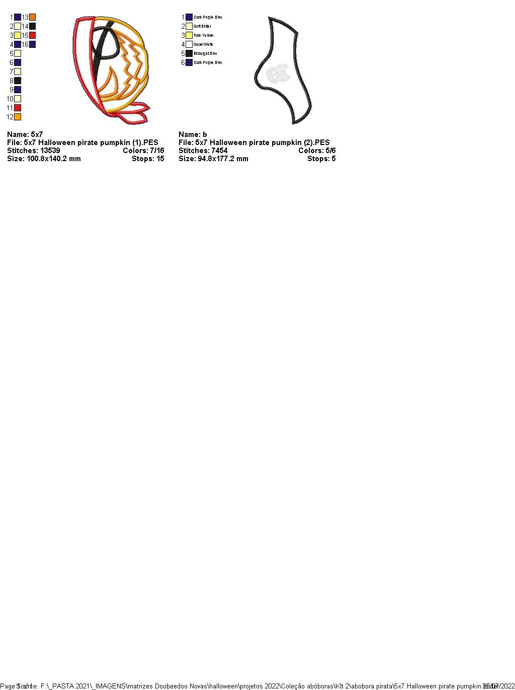 Pirate Pumpkin for Halloween - ITH Project - Machine Embroidery Design