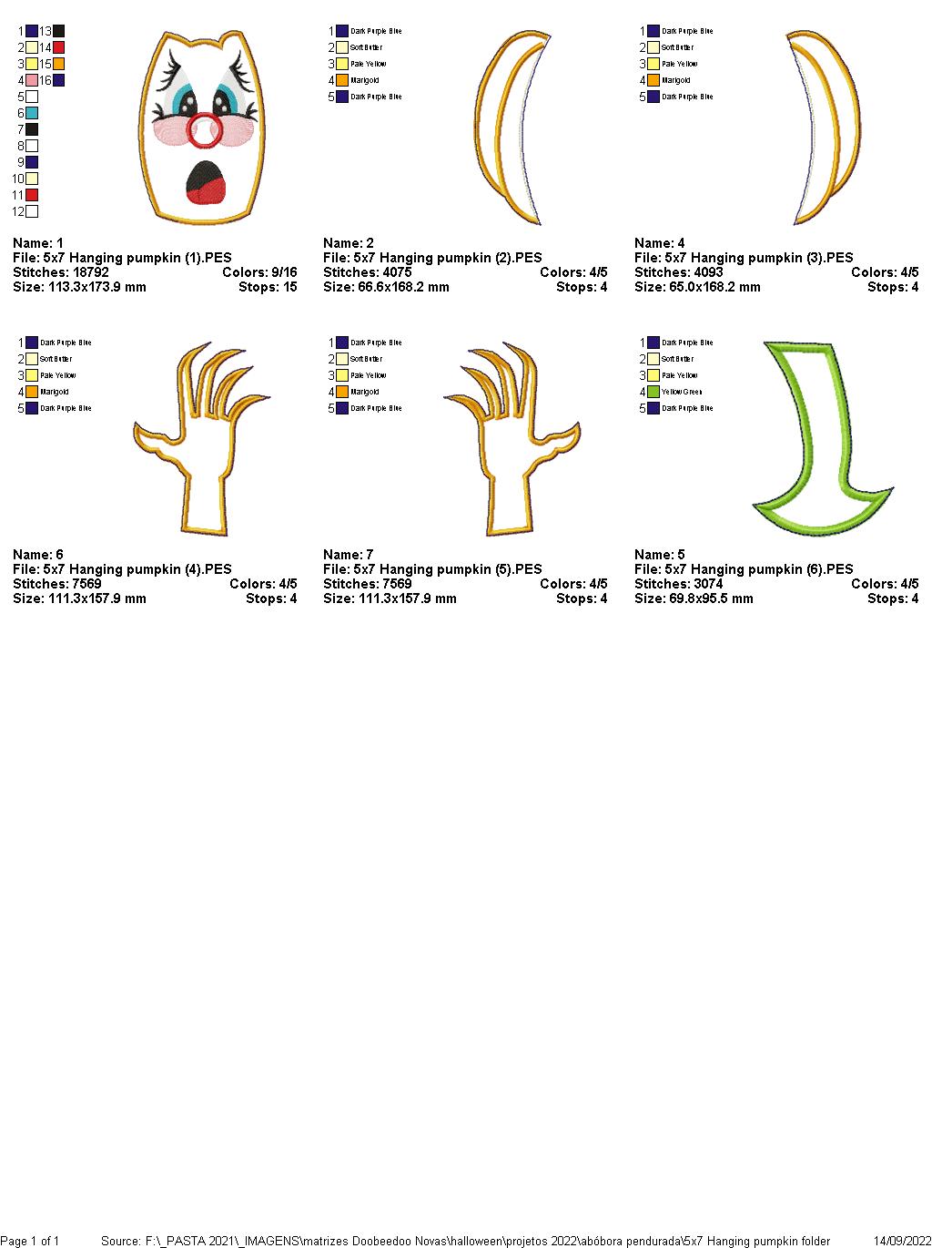 Hanging Pumpkin Halloween - ITH Project - Machine Embroidery Design