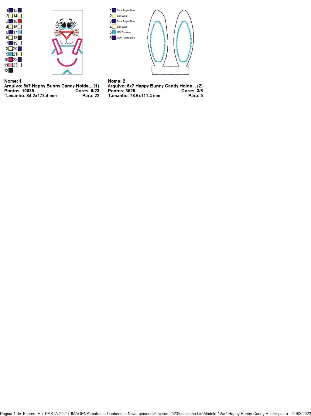 Happy Bunny Candy Bag 1 - ITH Project - Machine Embroidery Design