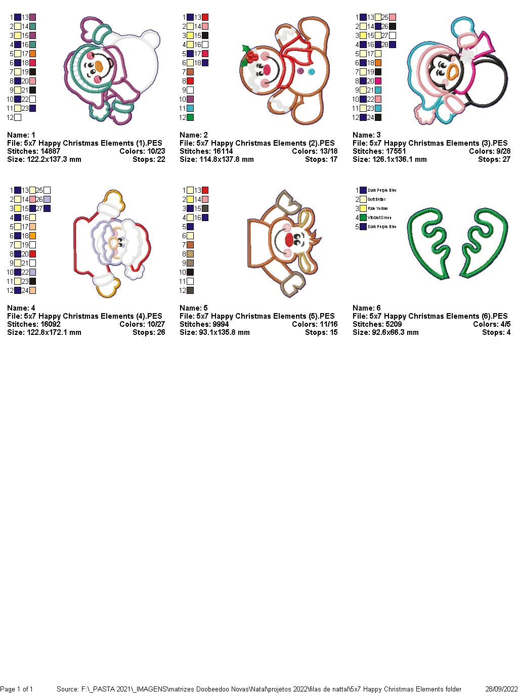 Happy Christmas Elements - ITH Project - Machine Embroidery Design