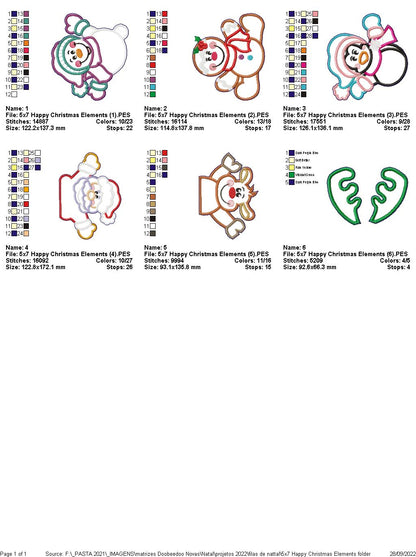 Happy Christmas Elements - ITH Project - Machine Embroidery Design