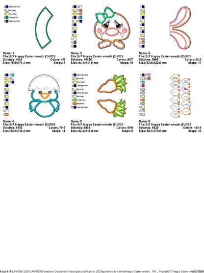 Happy Easter Wreath - ITH Project - Machine Embroidery Design