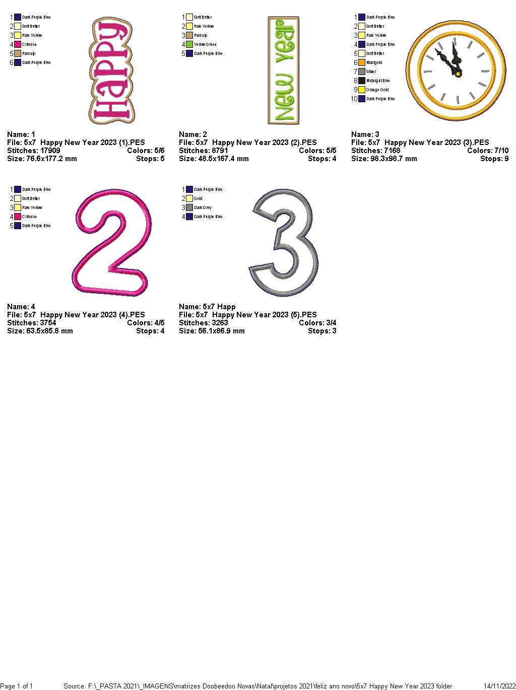 Happy New Year 2023 Vase Ornament - ITH Project - Machine Embroidery Design