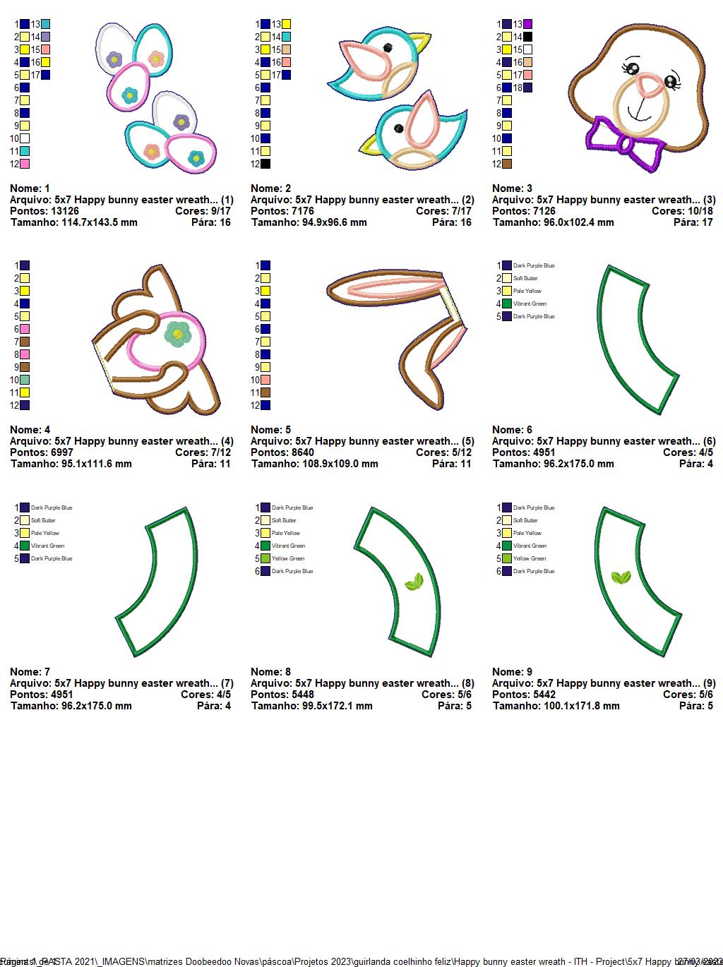 Happy Bunny Easter Wreath - ITH Project - Machine Embroidery Design