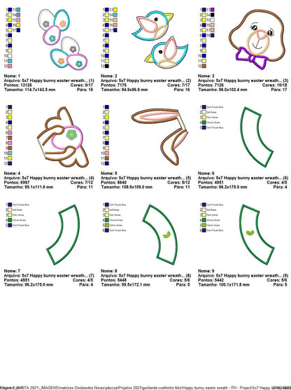 Happy Bunny Easter Wreath - ITH Project - Machine Embroidery Design