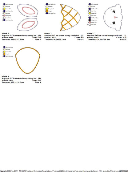 Ice Cream Bunny Candy Holder - ITH Project - Machine Embroidery Design