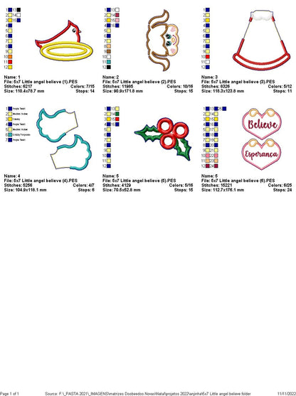 Little Angel Believe Ornament - ITH Project - Machine Embroidery Design