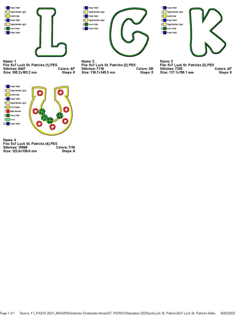 Luck Saint Patrick's - ITH Project - Machine Embroidery Design