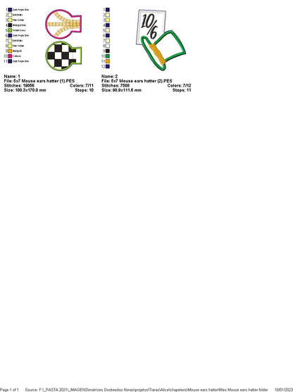 Mouse ears Hatter Headband - ITH Project - Machine Embroidery Design