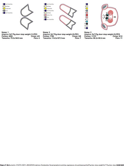 Pig Door Stop Weight - ITH Project - Machine Embroidery Design