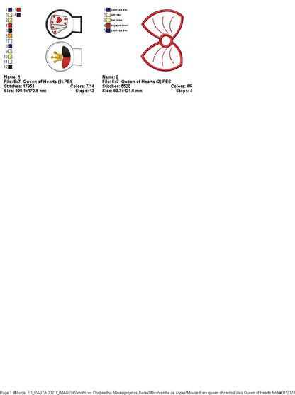 Mouse Ears Queen of Cards - ITH Project - Machine Embroidery Design