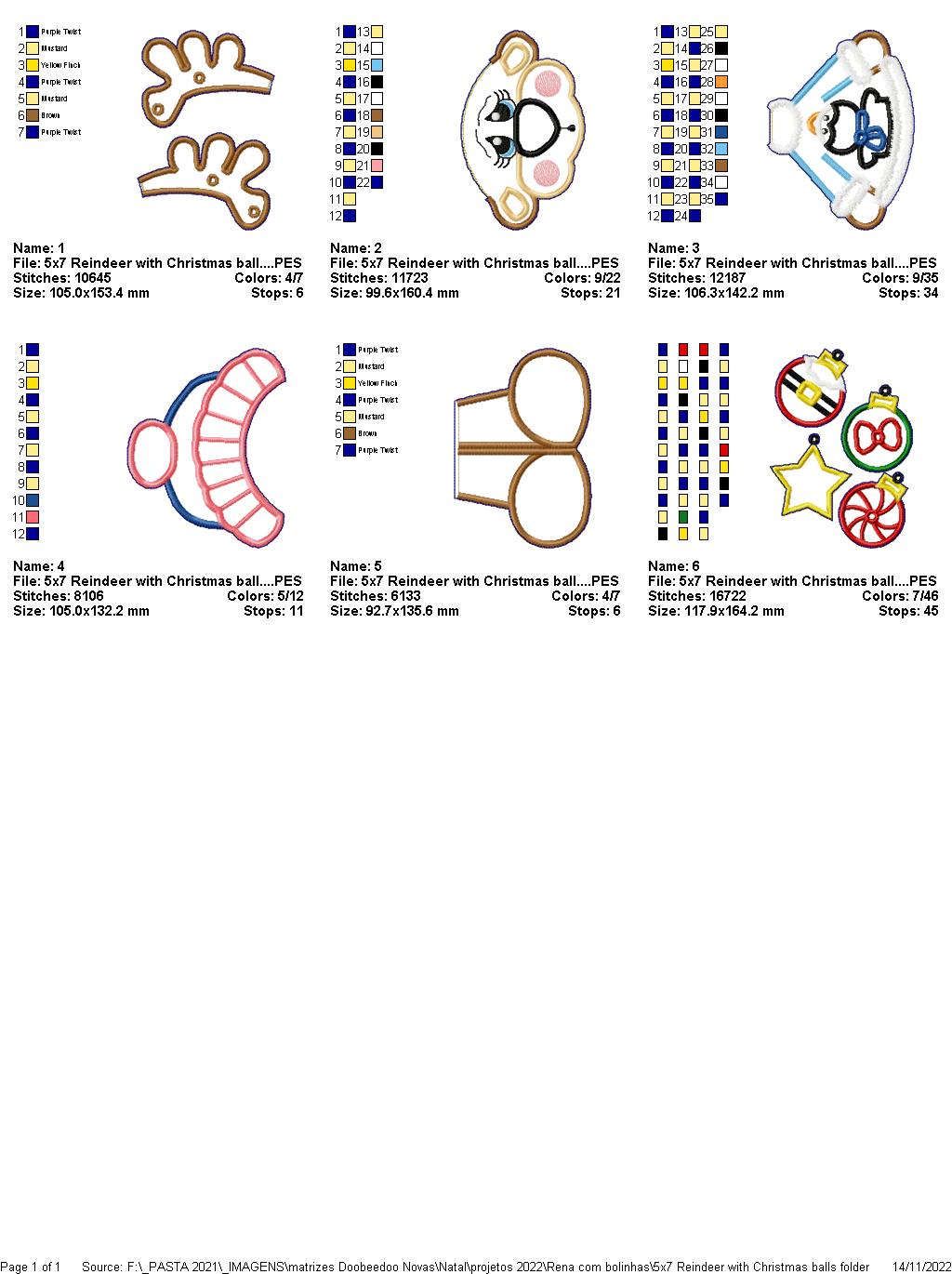 Reindeer with Christmas Bulbs - ITH Project - Machine Embroidery Design