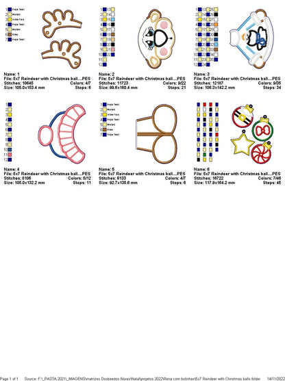 Reindeer with Christmas Bulbs - ITH Project - Machine Embroidery Design