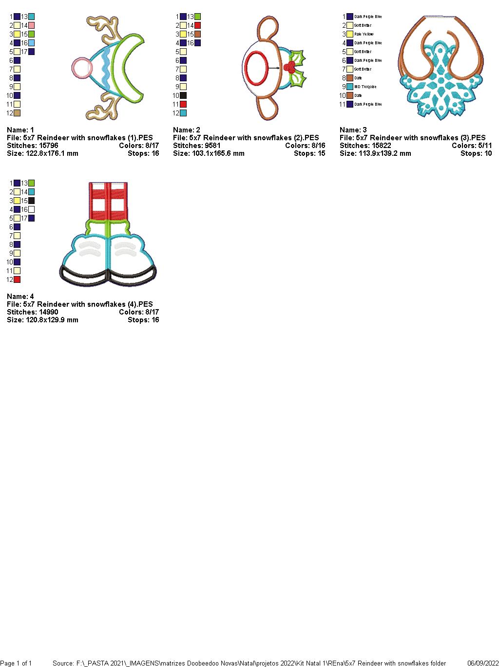 Reindeer with Snowflakes - ITH Project - Machine Embroidery Design