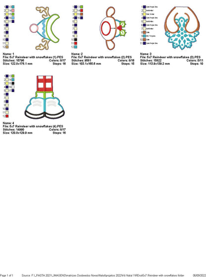 Reindeer with Snowflakes - ITH Project - Machine Embroidery Design